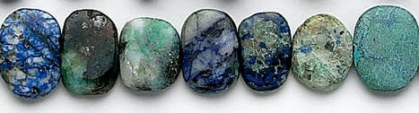 Design 6273: blue, green, brown azurite malachite coin beads