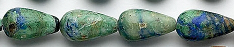 Design 6276: blue, green, brown azurite malachite tear-drop beads