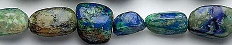 Design 6278: blue, green, brown azurite malachite nuggets beads