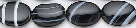 Design 6285: black, white banded onyx oval beads