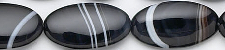 Design 6286: black, white banded onyx oval beads