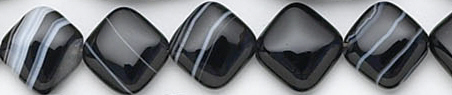 Design 6287: black, white banded onyx square beads