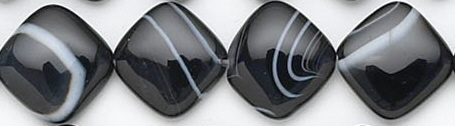 Design 6288: black, white banded onyx square beads