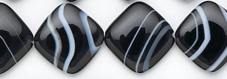 Design 6289: black, white banded onyx square beads