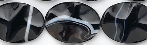 Design 6292: black, white banded onyx oval beads