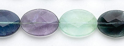 Design 6547: green, multi fluorite faceted, oval beads