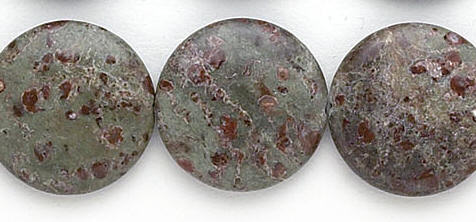Design 6556: red, green jasper coin beads