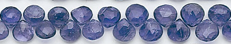 Design 6590: blue iolite briolettes, tear-drop beads