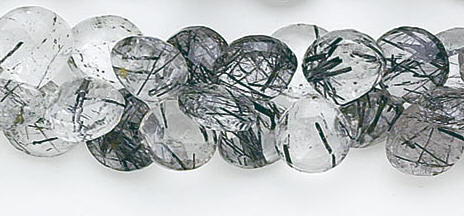 Design 6602: white, black tourmalated quartz briolettes beads