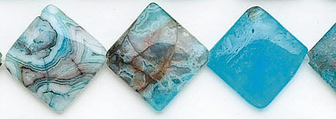 Design 6640: blue, multi crazy-lace agate square beads