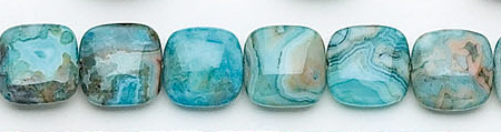 Design 6644: blue, multi crazy-lace agate square beads