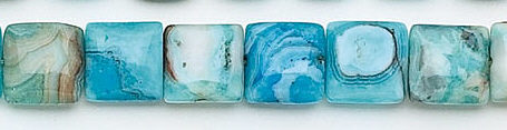 Design 6645: blue, multi crazy-lace agate square beads