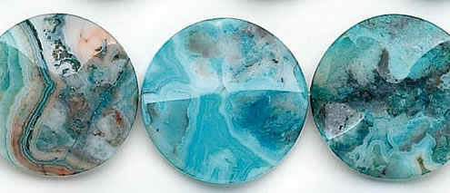 Design 6648: blue, multi crazy-lace agate coin beads