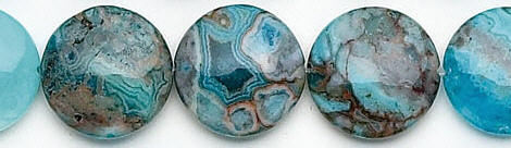 Design 6656: blue, multi crazy-lace agate coin beads