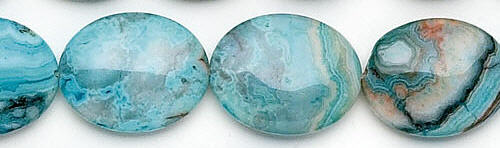 Design 6657: blue, multi crazy-lace agate oval beads