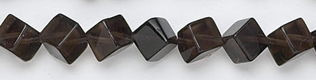 Design 6734: brown, gray smoky quartz nuggets, square beads