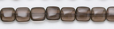 Design 6736: brown, gray smoky quartz coin, square beads