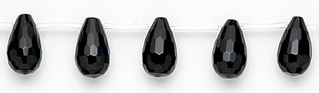 Design 6751: black black onyx faceted, tear-drop beads