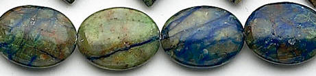 Design 6931: blue, green, brown azurite malachite oval beads