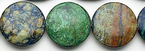 Design 6932: blue, green, brown azurite malachite coin beads