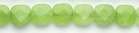 Design 6948: green jade faceted, square beads