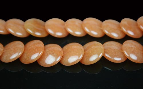 Design 7888: Orange aventurine coin, round beads