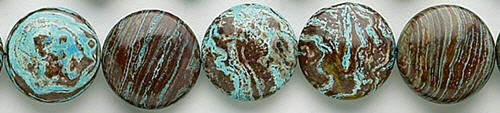 Design 8218: blue, brown jasper coin beads