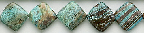 Design 8233: blue, brown jasper square beads