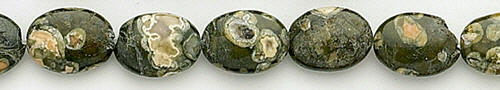 Design 8255: green, brown jasper oval beads