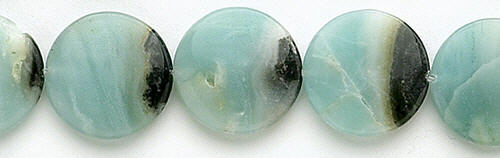 Design 8259: blue, black amazonite coin beads