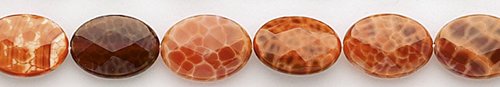 Design 8410: red, orange agate faceted, oval beads