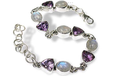 Design 1221: purple,white moonstone art-deco bracelets