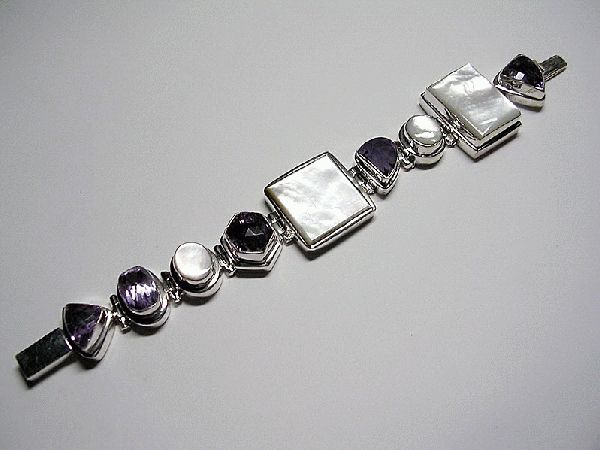 Design 1397: purple,white,multi-color amethyst bracelets