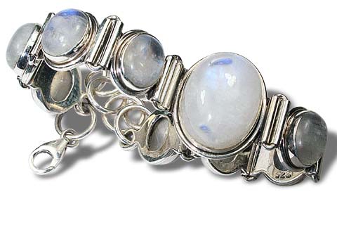 Design 1445: blue,white moonstone art-deco bracelets