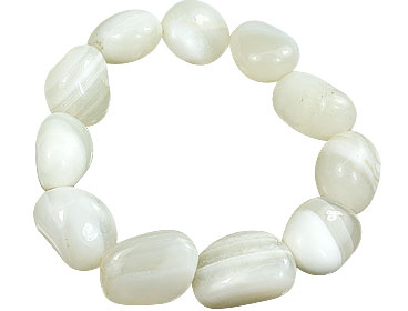 Design 15670: white agate stretch bracelets