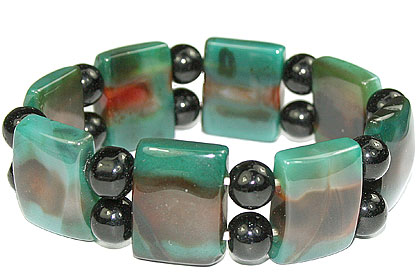 Design 16063: black,green multi-stone chunky bracelets