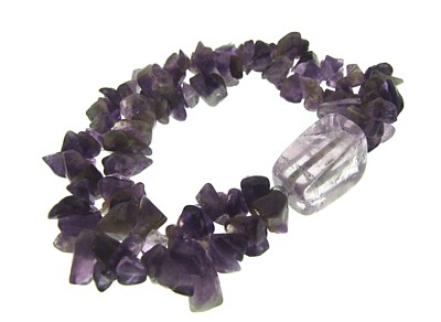 Design 3050: purple amethyst chipped, multistrand bracelets