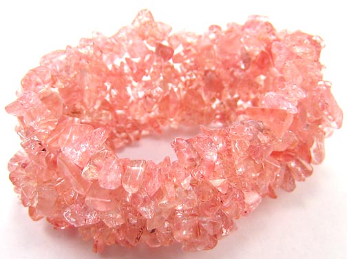 Design 5487: pink quartz chipped bracelets