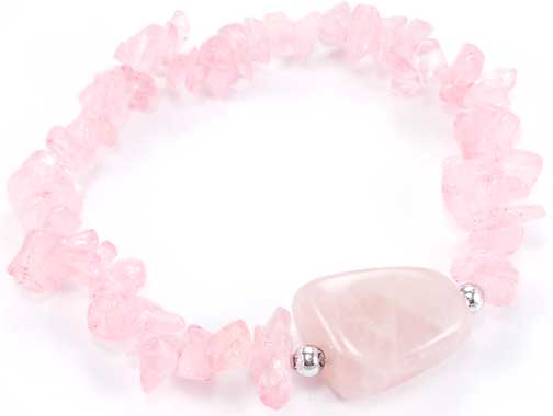 Design 5521: pink rose quartz chipped, stretch bracelets