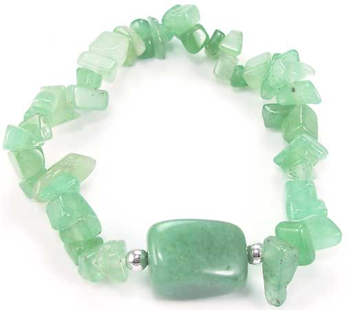 Design 5522: green aventurine chipped, stretch bracelets
