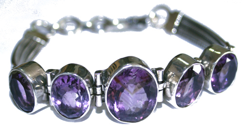 Design 7658: purple amethyst art-deco bracelets