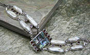 Design 8147: white,multi-color abalone tribal bracelets