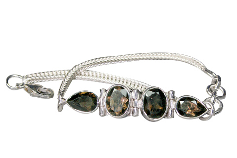 Design 9136: brown smoky quartz art-deco bracelets