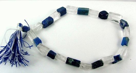 Design 960: blue,clear lapis lazuli stretch bracelets