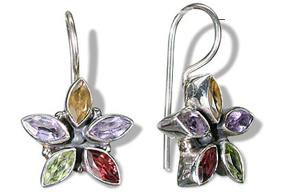 Design 1085: multi-color multi-stone flower earrings