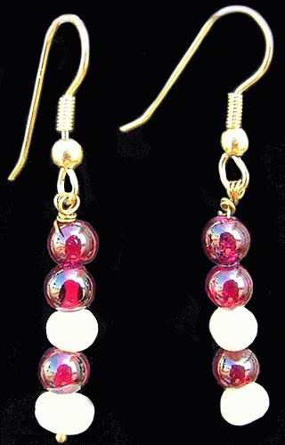 Design 1093: red,white garnet earrings