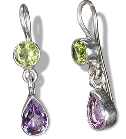 Design 1251: green,purple amethyst drop earrings