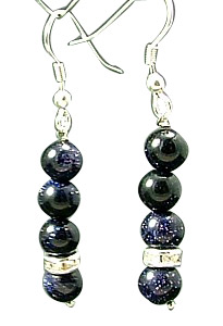 Design 1253: black,blue sunstone earrings