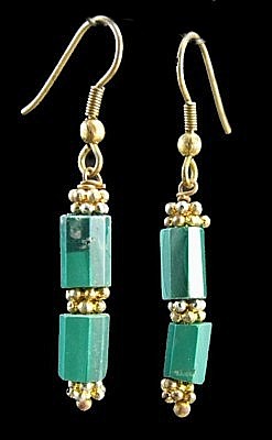 Design 1380: green malachite earrings