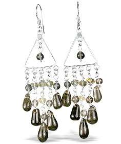 Design 13980: brown,white,yellow smoky quartz chandelier earrings